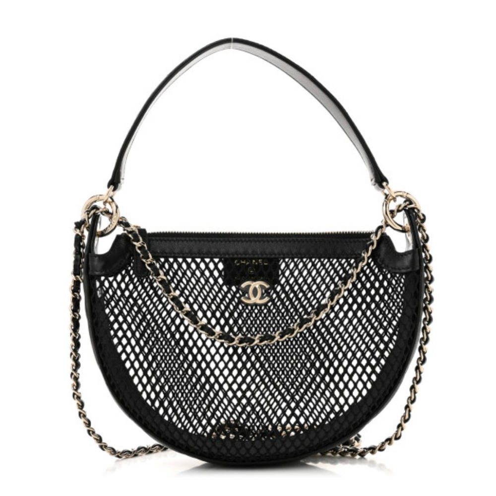 Chanel Black Mesh Chain Crossbody Bag